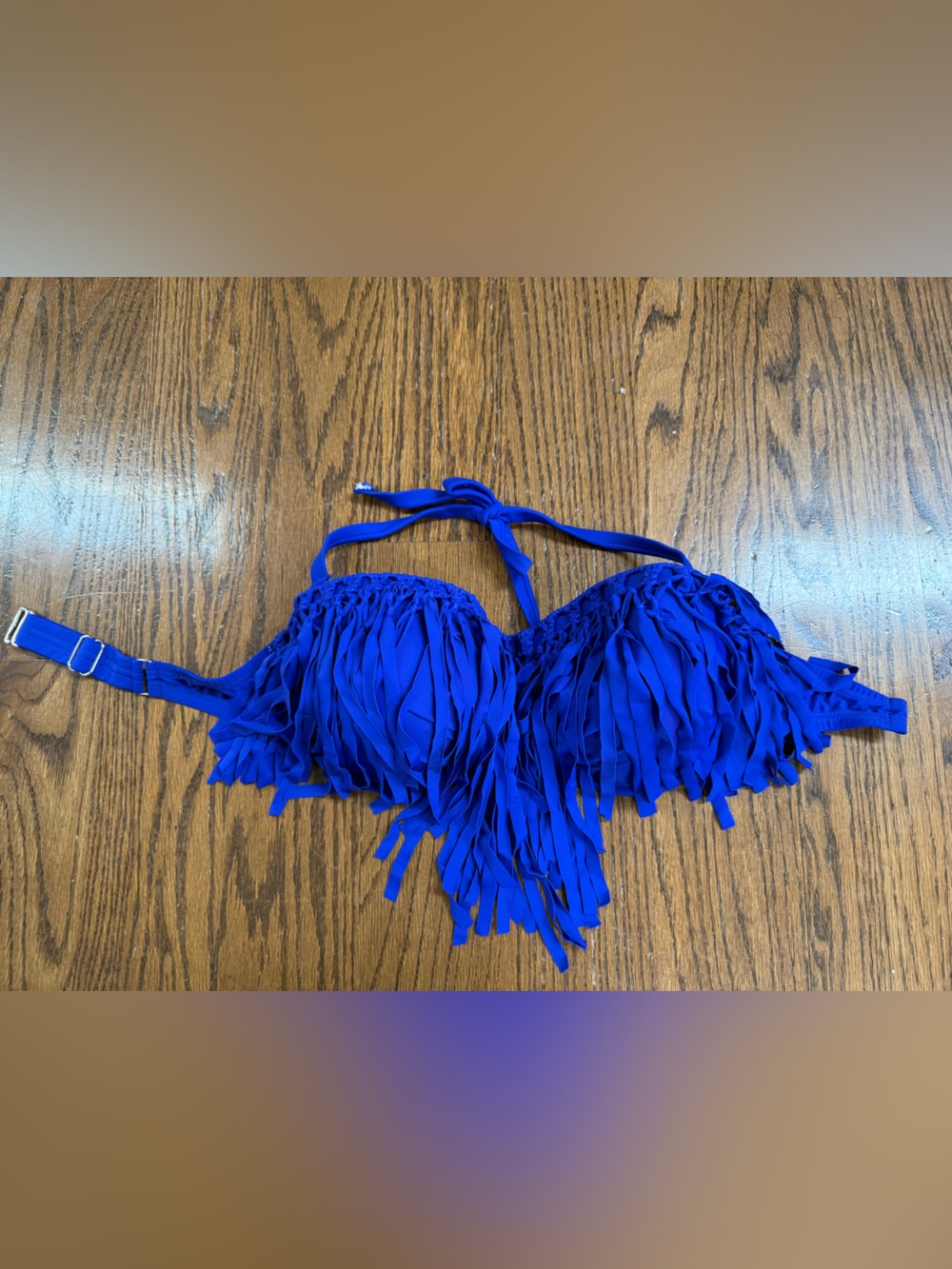VENUS Electric Blue Wired Bikini Top with Fringe